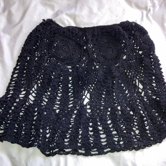 HAWAIIN BLACK YARN HAND KNIT BIKINI BATHING SUIT TOP & BOTTOM COVER ONE SIZE S-L - Picture 3 of 4